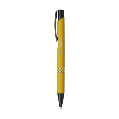 Branded Promotional EBONY RUBBER PEN in Yellow Pen From Concept Incentives.