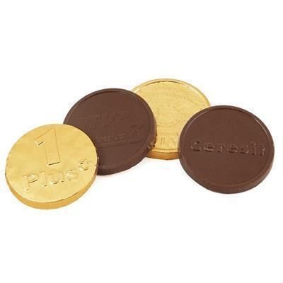 Branded Promotional 55MM MILK CHOCOLATE COIN Chocolate From Concept Incentives.