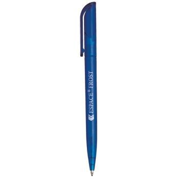 Branded Promotional ESPACE FROST TWIST ACTION PLASTIC BALL PEN in Dark Blue Pen From Concept Incentives.