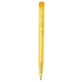 Branded Promotional ESPACE FROST TWIST ACTION PLASTIC BALL PEN in Yellow Pen From Concept Incentives.