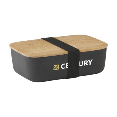 Branded Promotional MIDORI ECO BAMBOO FIBRE LUNCH BOX in Black Lunch Box From Concept Incentives.