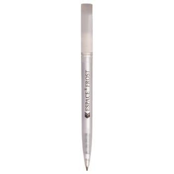 Branded Promotional ESPACE FROST TWIST ACTION PLASTIC BALL PEN in White Pen From Concept Incentives.