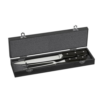 Branded Promotional MAESTRO CARVING KNIFE AND FORK in Black Cutlery Set From Concept Incentives.