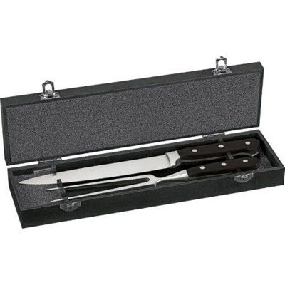 Branded Promotional MAESTRO CARVING KNIFE & FORK SET in Black Carving Knife Set From Concept Incentives.