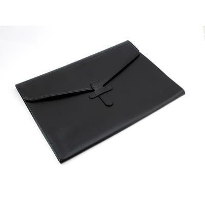 Branded Promotional BLACK BELLUNO PU ENVELOPE STYLE UNDERARM PORTFOLIO & LAPTOP SLEEVE with Strap Briefcase From Concept Incentives.