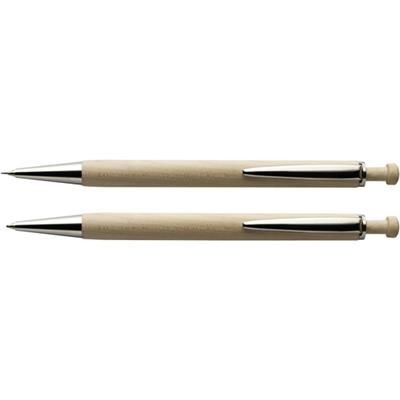 Branded Promotional MALONE WOOD PEN SET includes Wood Ball Pen & Mechanical Propelling Pencil in Matching Wood Presentat Pen Set From Concept Incentives.