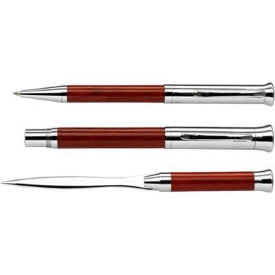 Branded Promotional BORMANO WOOD PEN SET in Silver & Brown Pen Set From Concept Incentives.