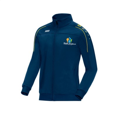 Branded Promotional JAKO POLYESTER JACKET CLASSICO CHILDRENS in Navy & Yellow Jacket From Concept Incentives.