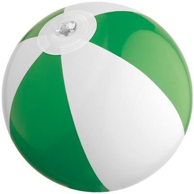 Branded Promotional MINI BEACH BALL in White & Green Beach Ball From Concept Incentives.