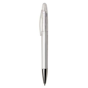 Branded Promotional LEGACY CLEAR TRANSPARENT SILVER PLASTIC TWIST ACTION BALL PEN Pen From Concept Incentives.