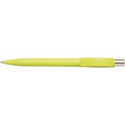 Branded Promotional CITY EXTRA MATT RETRACTABLE PLASTIC BALL PEN in Lime Green Pen From Concept Incentives.