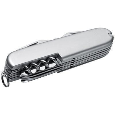 Branded Promotional POCKET KNIFE in Silver with 16 Functions Knife From Concept Incentives.