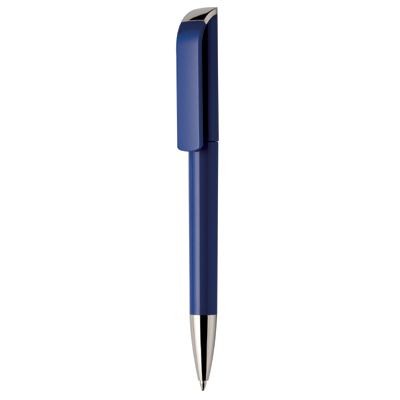 Branded Promotional TAG EXTRA SILVER TWIST ACTION PLASTIC BALL PEN in Solid Dark Blue with Silver Nose Cone Pen From Concept Incentives.