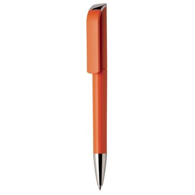 Branded Promotional TAG EXTRA SILVER TWIST ACTION PLASTIC BALL PEN in Solid Orange with Silver Nose Cone Pen From Concept Incentives.