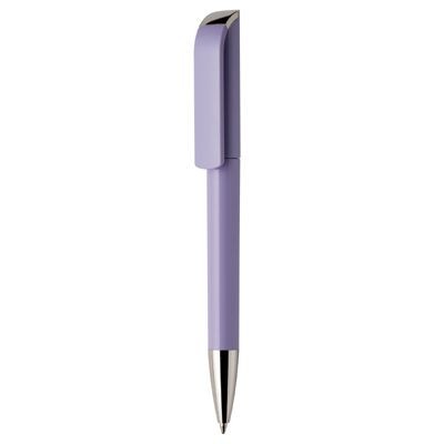 Branded Promotional TAG EXTRA SILVER TWIST ACTION PLASTIC BALL PEN in Solid Lilac with Silver Nose Cone Pen From Concept Incentives.