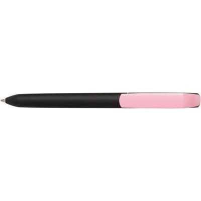 Branded Promotional PURE SOFT BLACK TWIST PLASTIC SOFT FEEL BALL PEN in Light Pink Pen From Concept Incentives.