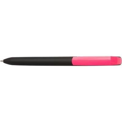 Branded Promotional PURE SOFT BLACK TWIST PLASTIC SOFT FEEL BALL PEN in Bright Pink Pen From Concept Incentives.