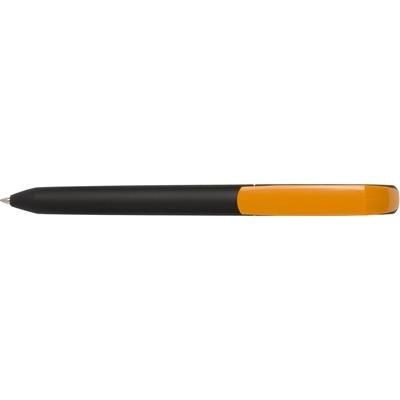 Branded Promotional PURE SOFT BLACK TWIST PLASTIC SOFT FEEL BALL PEN in Orange Pen From Concept Incentives.