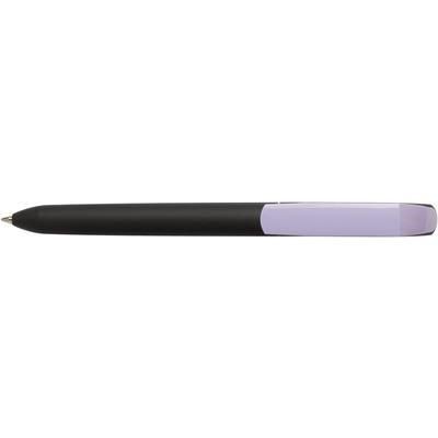 Branded Promotional PURE SOFT BLACK TWIST PLASTIC SOFT FEEL BALL PEN in Lilac Pen From Concept Incentives.