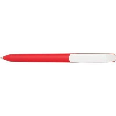 Branded Promotional PURE SOFT WHITE CLIP TWIST PLASTIC BALL PEN in Red Pen From Concept Incentives.