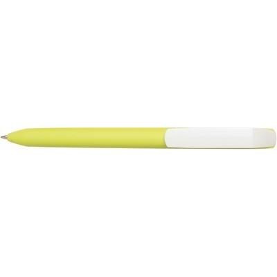 Branded Promotional PURE SOFT WHITE CLIP TWIST PLASTIC BALL PEN in Lime Pen From Concept Incentives.