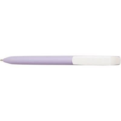 Branded Promotional PURE SOFT WHITE CLIP TWIST PLASTIC BALL PEN in Lilac Pen From Concept Incentives.