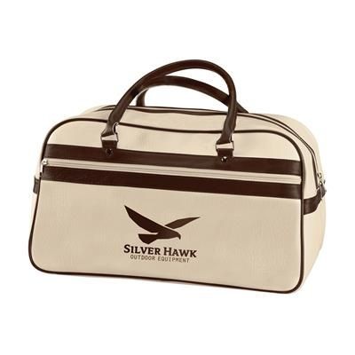 Branded Promotional RETRO SPORTS BAG in Beige & Brown Bag From Concept Incentives.