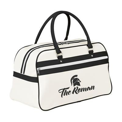 Branded Promotional RETROSPORT SPORTS BAG in White & Black Bag From Concept Incentives.