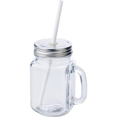 Branded Promotional GLASS DRINK JAR 510ML Cup Plastic From Concept Incentives.