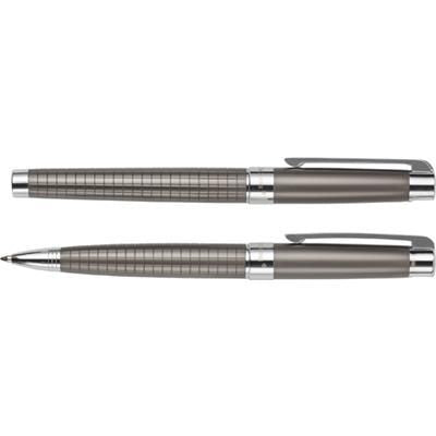 Branded Promotional CHARLES DICKENS METAL PEN SET in Grey Pen Set From Concept Incentives.