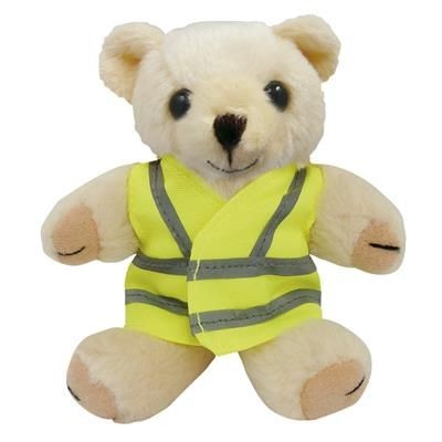 Branded Promotional 5 INCH TALL HONEY BEAR with Reflective High Visibility Reflective Vest Soft Toy From Concept Incentives.