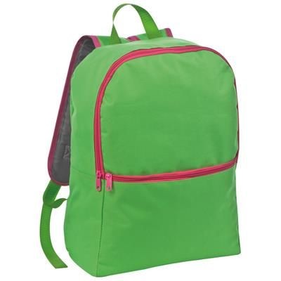 Branded Promotional POLYESTER BACKPACK RUCKSACK in Apple Green Bag From Concept Incentives.