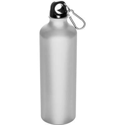 Branded Promotional 800ML ALUMINIUM METAL DRINK BOTTLE with Snap Hook in White Sports Drink Bottle From Concept Incentives.