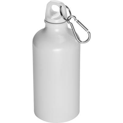 Branded Promotional 500ML STAINLESS STEEL METAL DRINK BOTTLE with Snap Hook in White Sports Drink Bottle From Concept Incentives.