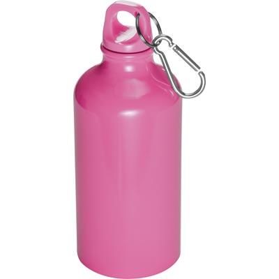 Branded Promotional 500ML STAINLESS STEEL METAL DRINK BOTTLE with Snap Hook in Pink Sports Drink Bottle From Concept Incentives.