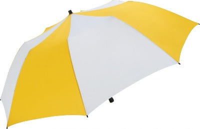 Branded Promotional FARE TRAVELMATE BEACH CAMPER PARASOL in Yellow and White Parasol Umbrella From Concept Incentives.