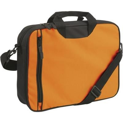 Branded Promotional DOCUMENT BAG with Front Vertical Zip in Orange Bag From Concept Incentives.