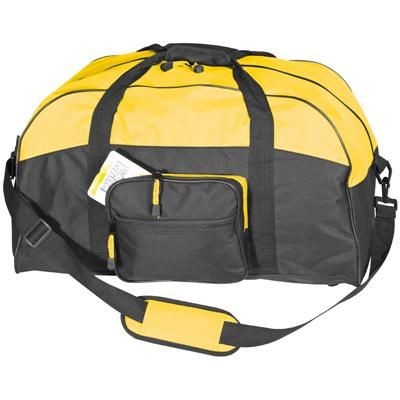 Branded Promotional POLYESTER SPORTS TRAVEL BAG in Yellow Bag From Concept Incentives.