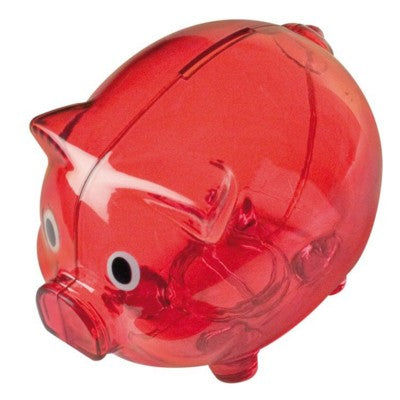Branded Promotional LEICESTER MONEY BOX PIGGY BANK in Red Money Box From Concept Incentives.