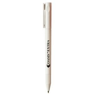 Branded Promotional OASIS EXTRA TWIST ACTION PLASTIC BALL PEN in Solid White with Black Ink Pen From Concept Incentives.