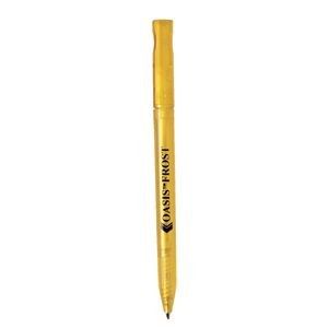 Branded Promotional OASIS FROST TWIST ACTION PLASTIC BALL PEN in Frosted Yellow Pen From Concept Incentives.