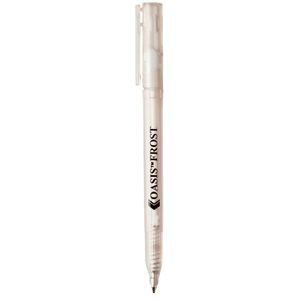 Branded Promotional OASIS FROST TWIST ACTION PLASTIC BALL PEN in Frosted White Pen From Concept Incentives.