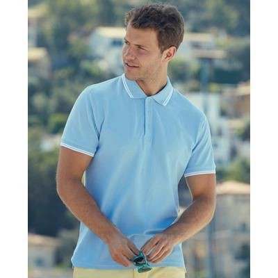 Branded Promotional FRUIT OF THE LOOM MENS TIPPED POLO SHIRT Polo Shirt From Concept Incentives.