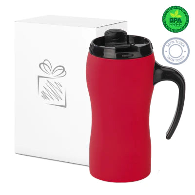 Branded Promotional COLORISSIMO THERMAL MUG WITH HANDLE in Red from Concept Incentives