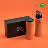 Branded Promotional COLORISSIMO WATER BOTTLE WITH HOOK AND THERMAL MUG SET in Orange from Concept Incentives
