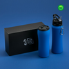 Branded Promotional COLORISSIMO WATER BOTTLE WITH HOOK AND THERMAL MUG SET in Blue from Concept Incentives