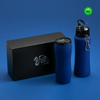 Branded Promotional COLORISSIMO WATER BOTTLE WITH HOOK AND THERMAL MUG SET in Navy Blue from Concept Incentives