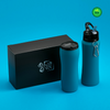 Branded Promotional COLORISSIMO WATER BOTTLE WITH HOOK AND THERMAL MUG SET in Turquoise from Concept Incentives