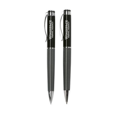 Branded Promotional PRINCETON DOUBLE WRITING SET in Black Pen Set From Concept Incentives.