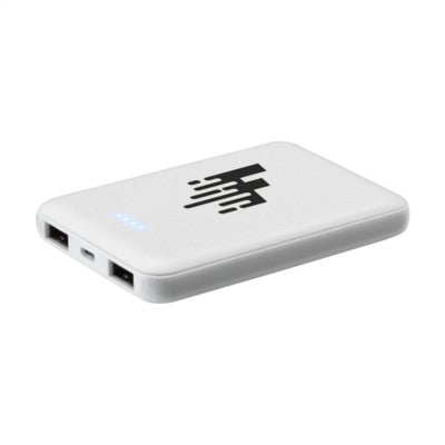 Branded Promotional POCKETPOWER 5000 POWERBANK EXTERNAL CHARGER in White Charger From Concept Incentives.